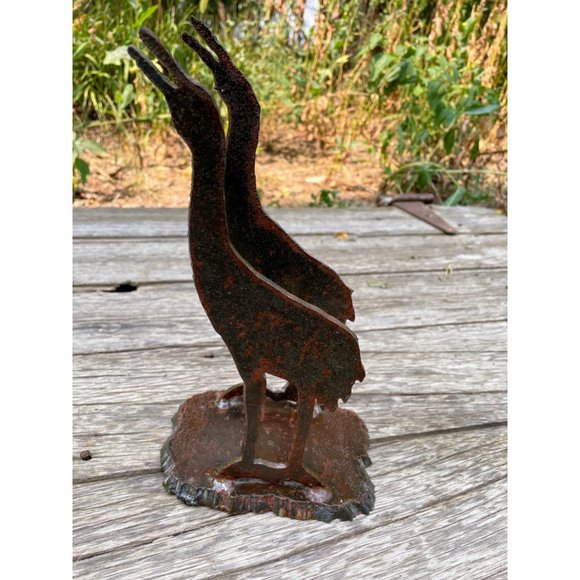 Vintage Folk Art Iron Book End Holder Sand Hill Crane Birds - Picture 6 of 14